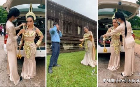 外国女子穿泰国服饰饰品参观吴哥窟遭阻拦，当局：先卸掉！