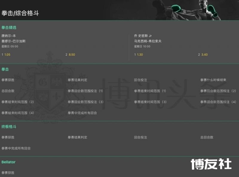 UFC博彩来了!终极格斗冠军赛的赔率大评选